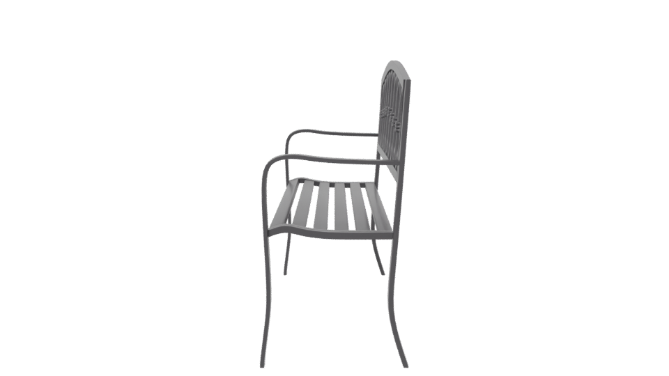 Elegant Outdoor Metal Bench Model - Professional 3D Model Render 2