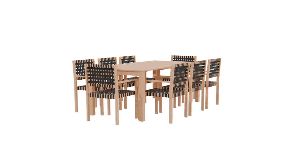 Stylish Dining Table Set 3D - Professional 3D Model Render 3