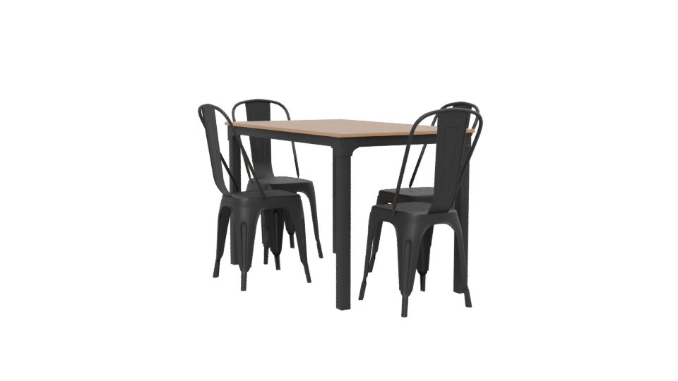 Stylish Wooden Dining Table Set - Professional 3D Model Render 13