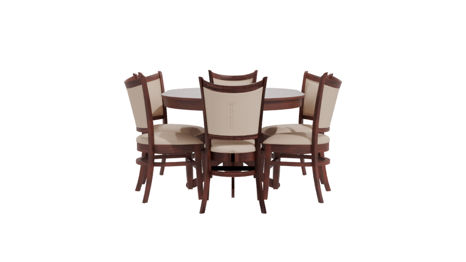 Elegant Round Wooden Dining Table with Upholstered Chairs - Professional 3D Model Render 11