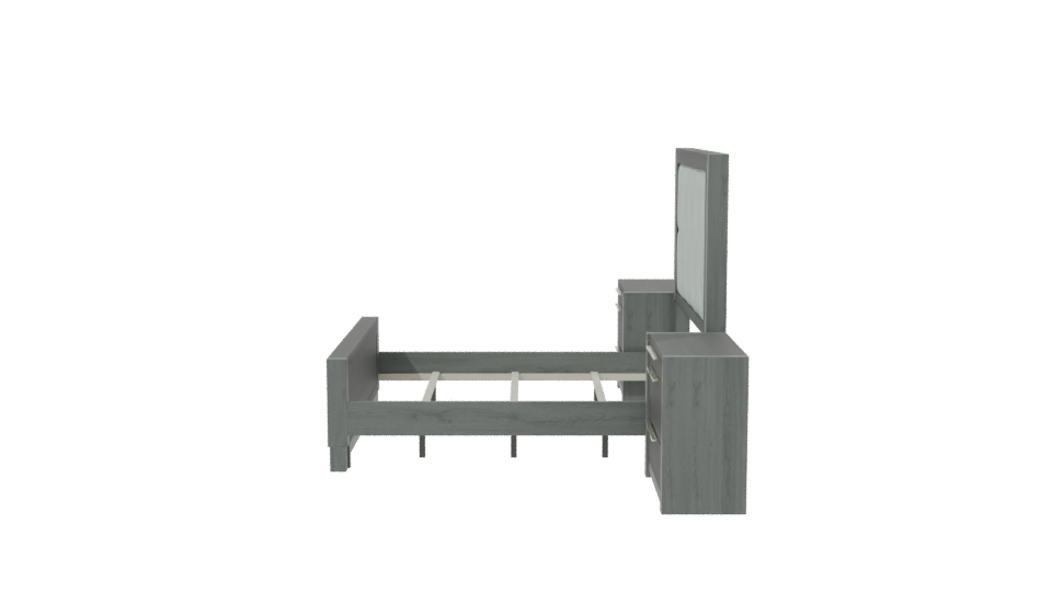 Stylish Modern Upholstered Bed Frame with Nightstands - Professional 3D Model Render 2