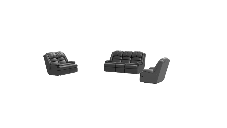 Elegant Black Sofa Set 3D - Professional 3D Model Render 12