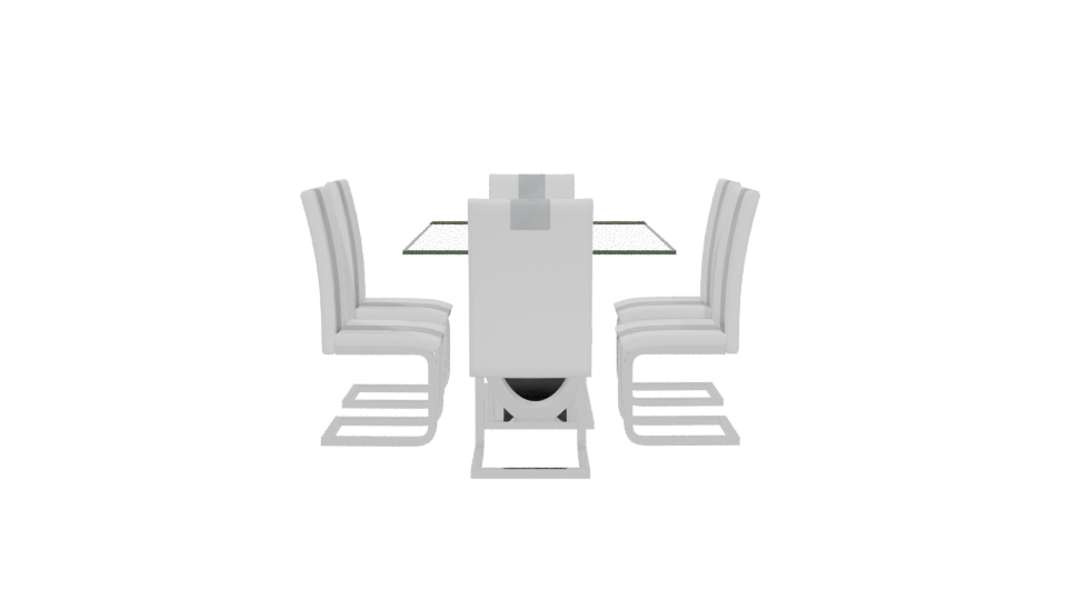 Stylish Glass Dining Table Set - Professional 3D Model Render 5