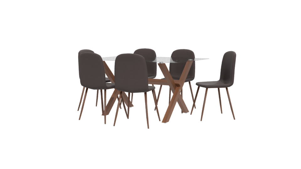 Elegant Glass Top Dining Set - Professional 3D Model Render 12