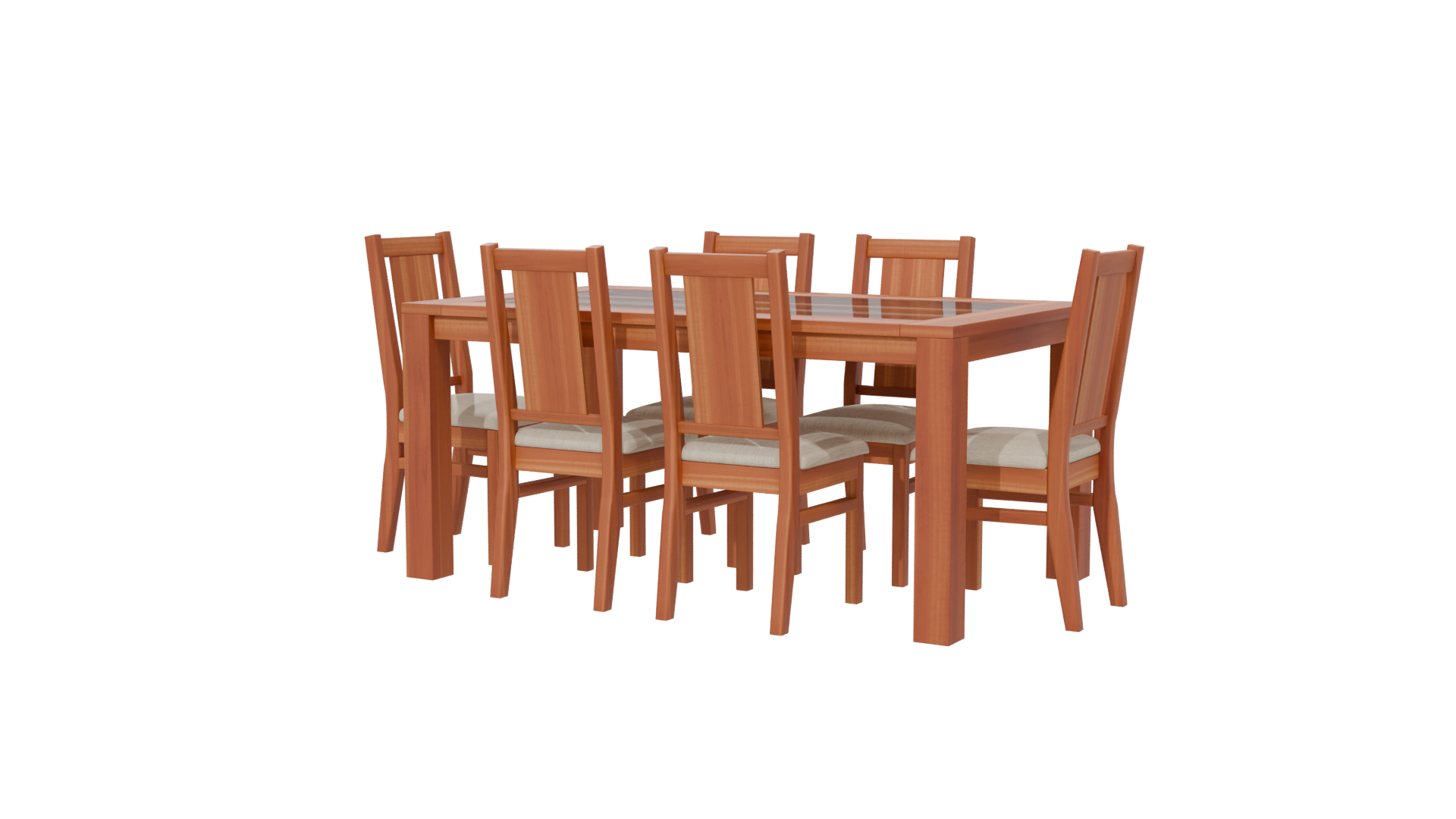 Elegant Wooden Dining Set 3D - Professional 3D Model Render 15