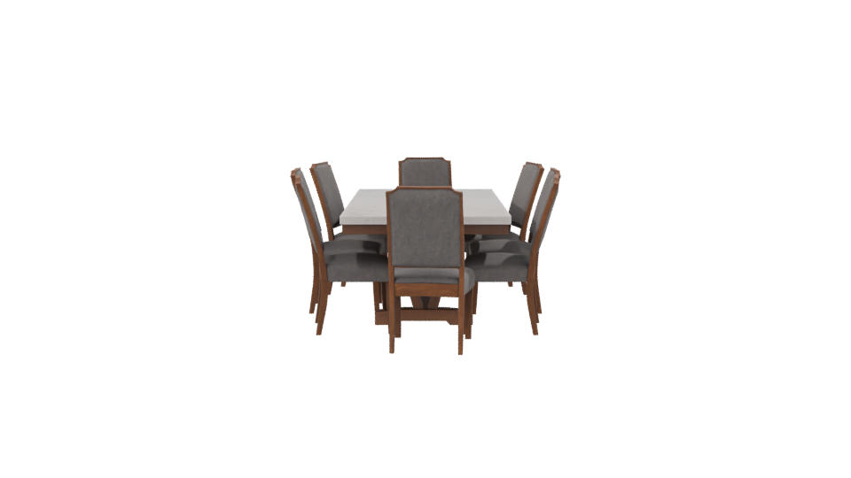 Stylish Wooden Dining Table Set - Professional 3D Model Render 8