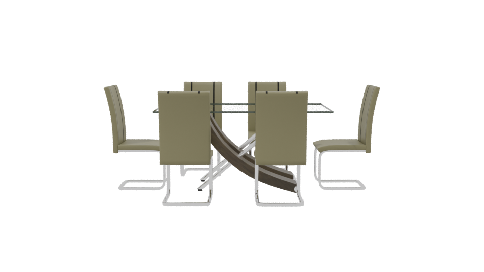 Modern Glass Dining Table Set - Professional 3D Model Render 2