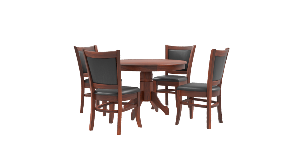 Stylish Round Wooden Dining Set - Professional 3D Model Render 9