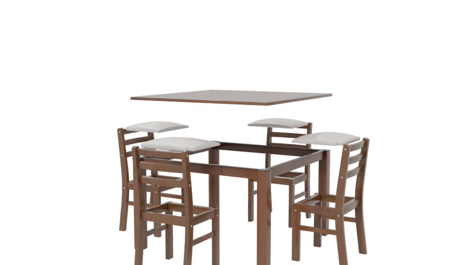 Elegant Wooden Dining Table Set - Professional 3D Model Render 6