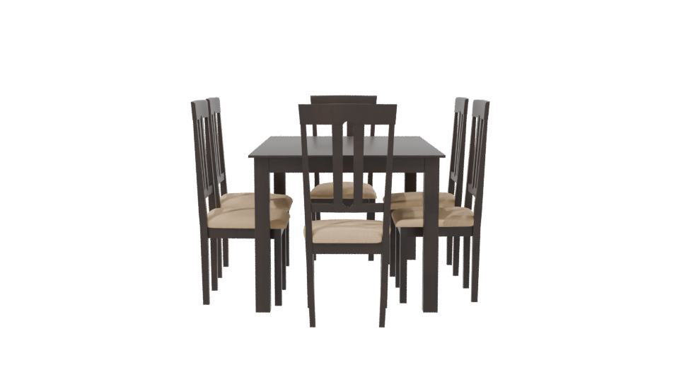 Elegant Wooden Dining Set 3D - Professional 3D Model Render 2