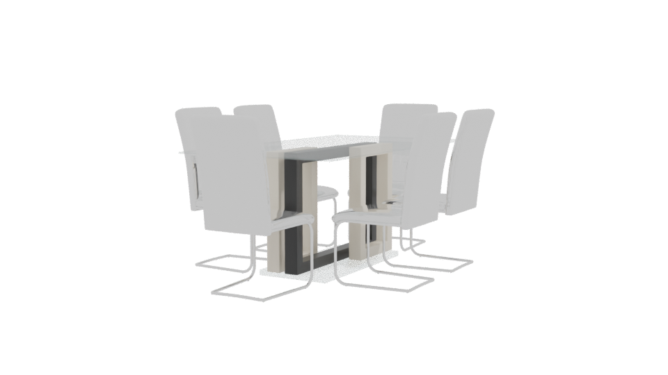 Stylish Glass Dining Table Set - Professional 3D Model Render 9