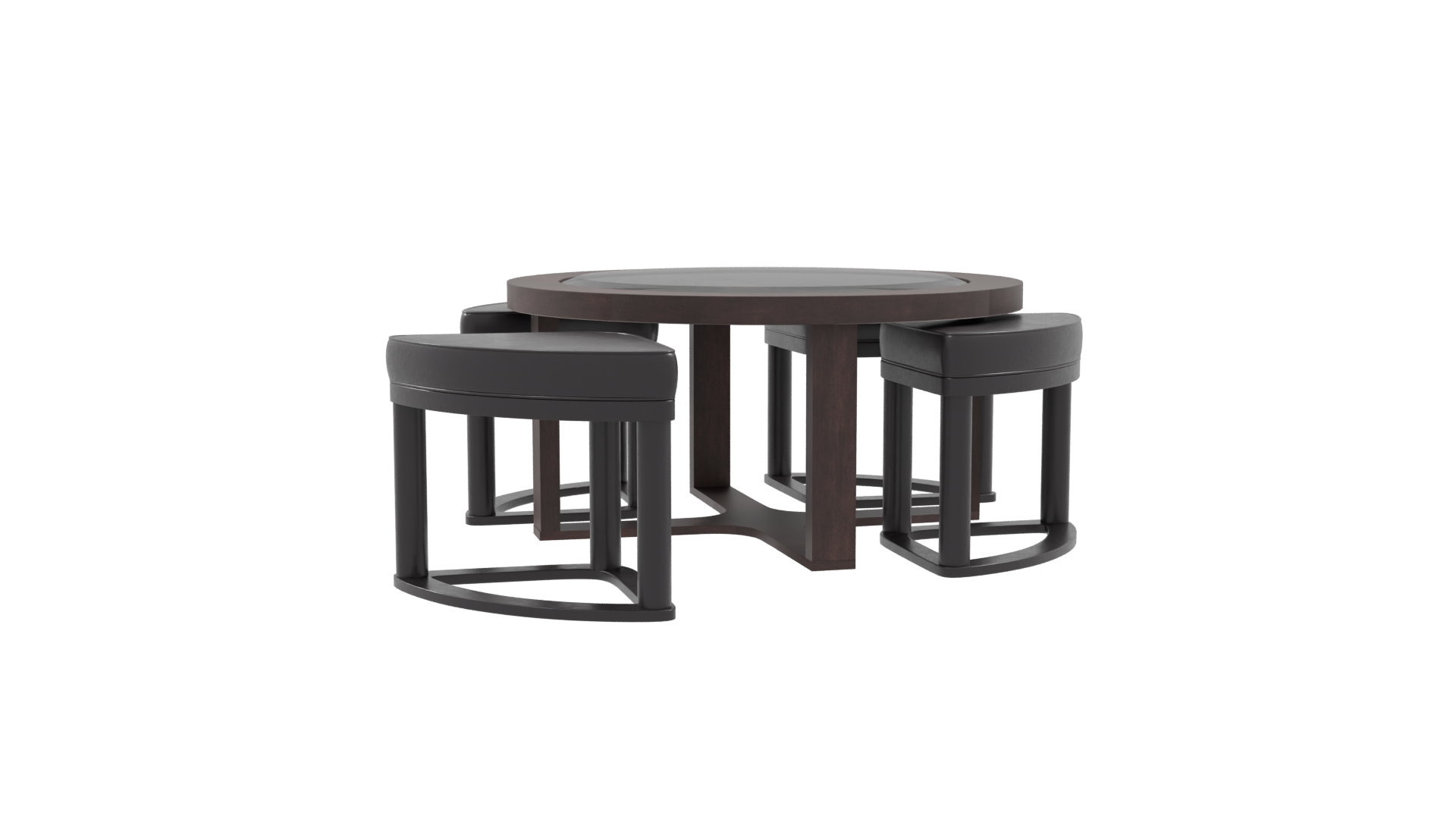 Modern Round Dining Table Set - Professional 3D Model Render 9