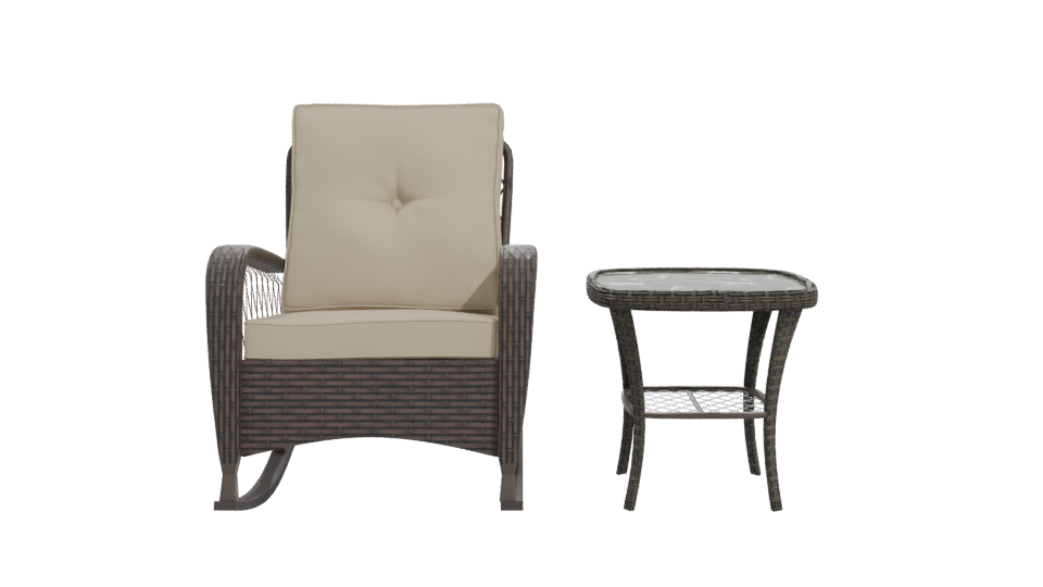 Contemporary Outdoor Lounge Chair and Accent Table 3D Model - Professional 3D Model Render 11