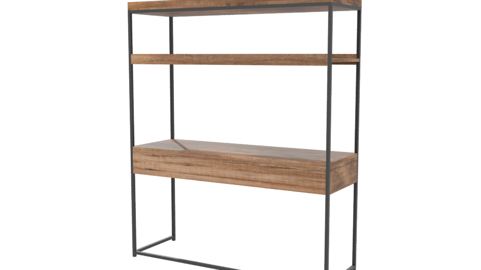 Stylish Industrial Wooden Display Shelf 3D Model - Professional 3D Model Render 6
