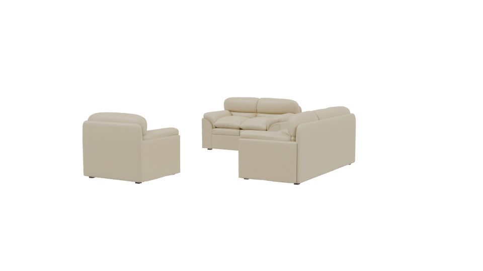 Stylish Leather Sofa Set 3D - Professional 3D Model Render 3