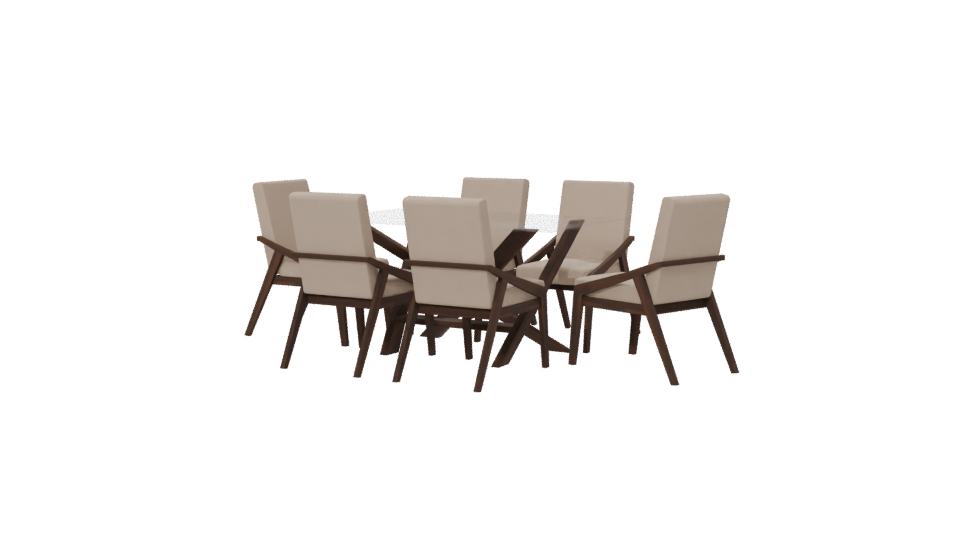 Stylish Glass Dining Table Set - Professional 3D Model Render 6