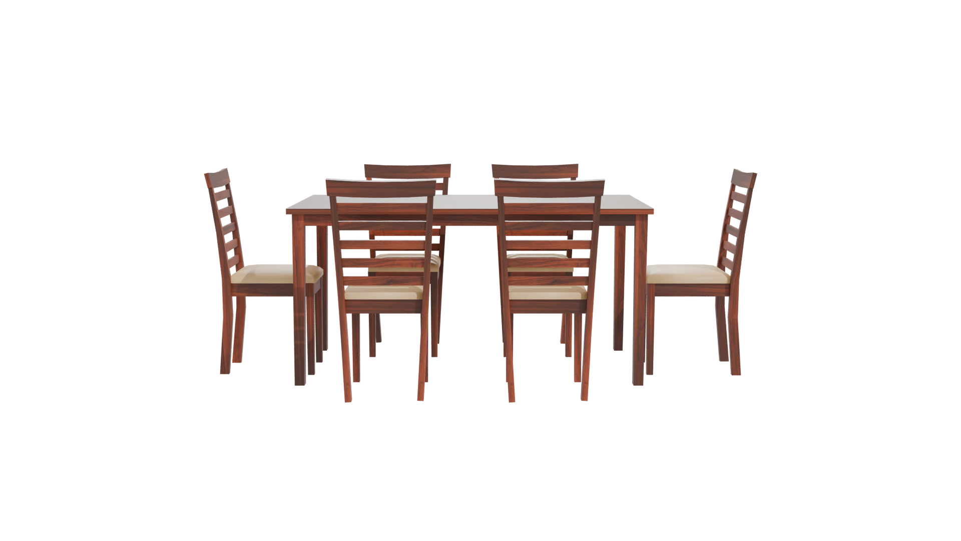 Wooden Dining Table Set 3D - Professional 3D Model Render 11