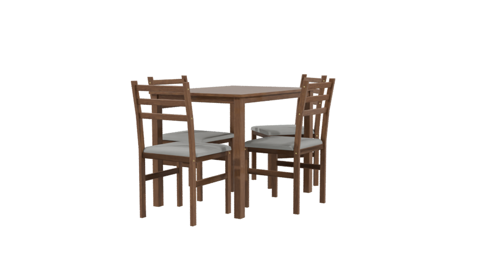 Stylish Wooden Dining Table Set with Chairs 3D Model - Professional 3D Model Render 3