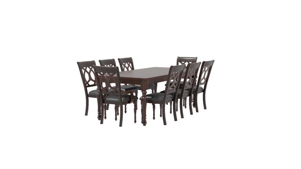Elegant Wooden Dining Set Model - Professional 3D Model Render 3