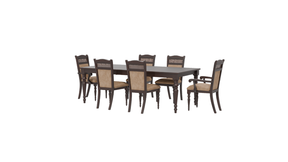 Elegant Wooden Dining Table Set 3D Model - Professional 3D Model Render 6