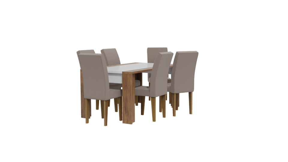 Stylish Wooden Dining Table Set - Professional 3D Model Render 12