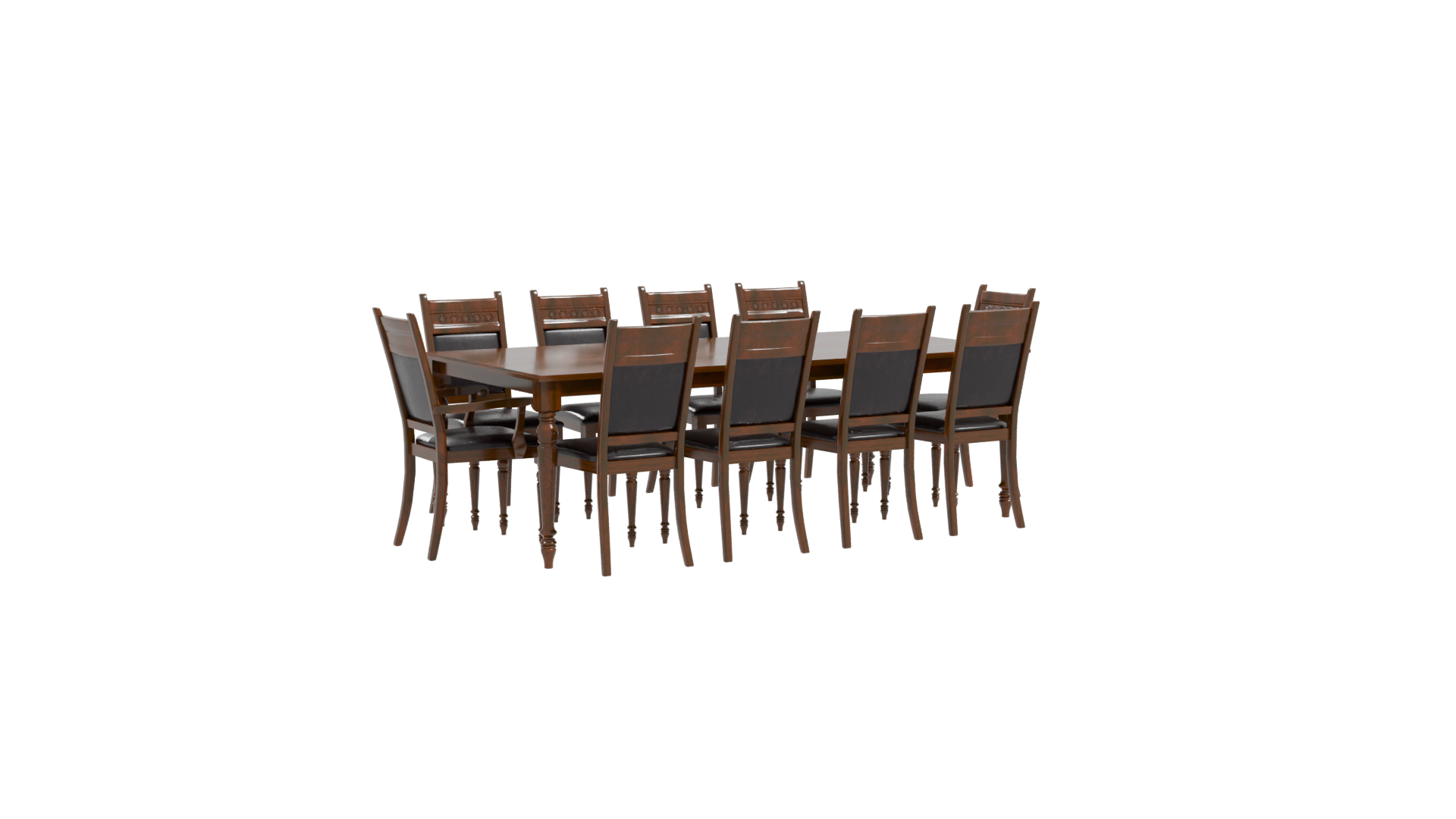 Elegant Wooden Dining Table Set - Professional 3D Model Render 10