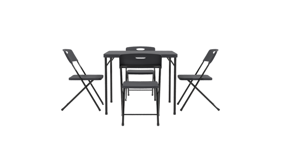 Minimalist Folding Table Set 3D - Professional 3D Model Render 2