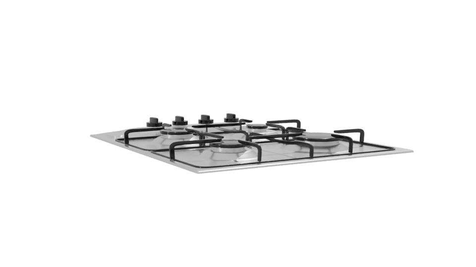 Modern Gas Cooktop 4 Burners 3D - Professional 3D Model Render 7