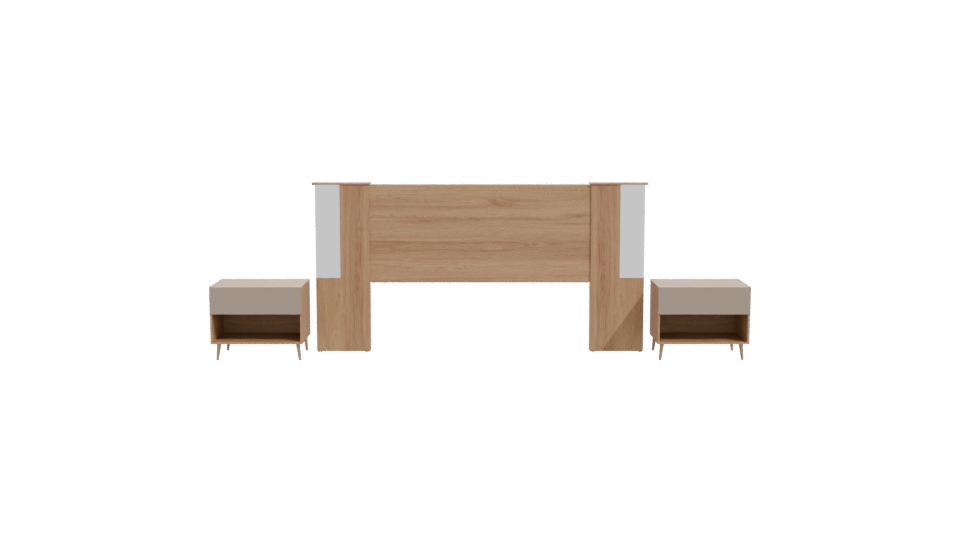 Wooden Headboard with Nightstands 3D - Professional 3D Model Render 11