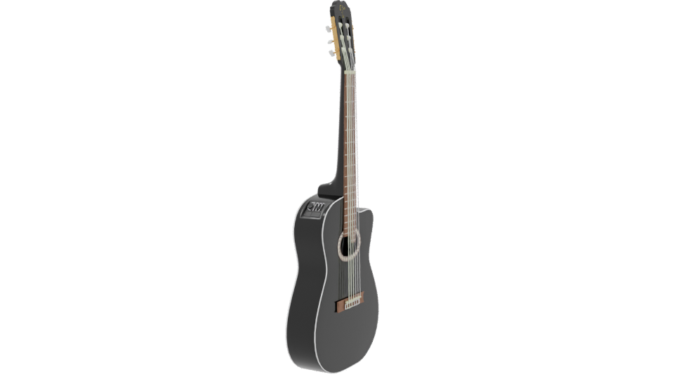 Stylish Black Acoustic Guitar 3D Model - Professional 3D Model Render 9