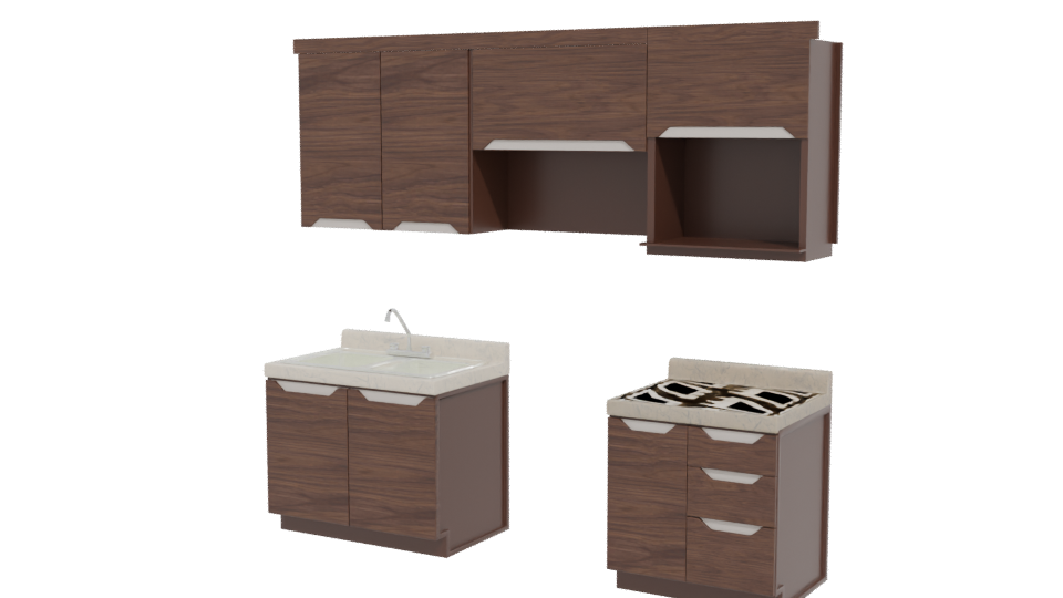 Modern Kitchen Cabinet Set 3D - Professional 3D Model Render 12