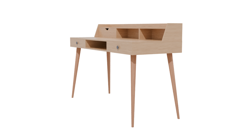 Minimalist Wooden Office Desk 3D Model - Professional 3D Model Render 13