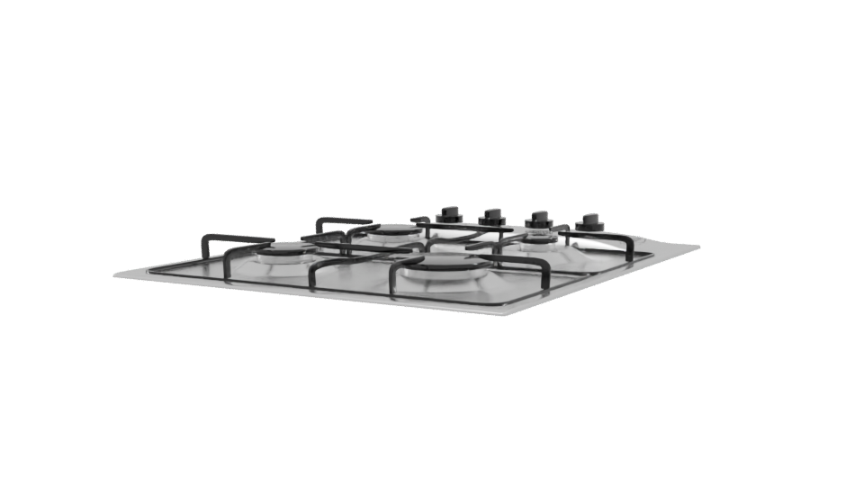 Modern Gas Cooktop 4 Burners 3D - Professional 3D Model Render 9