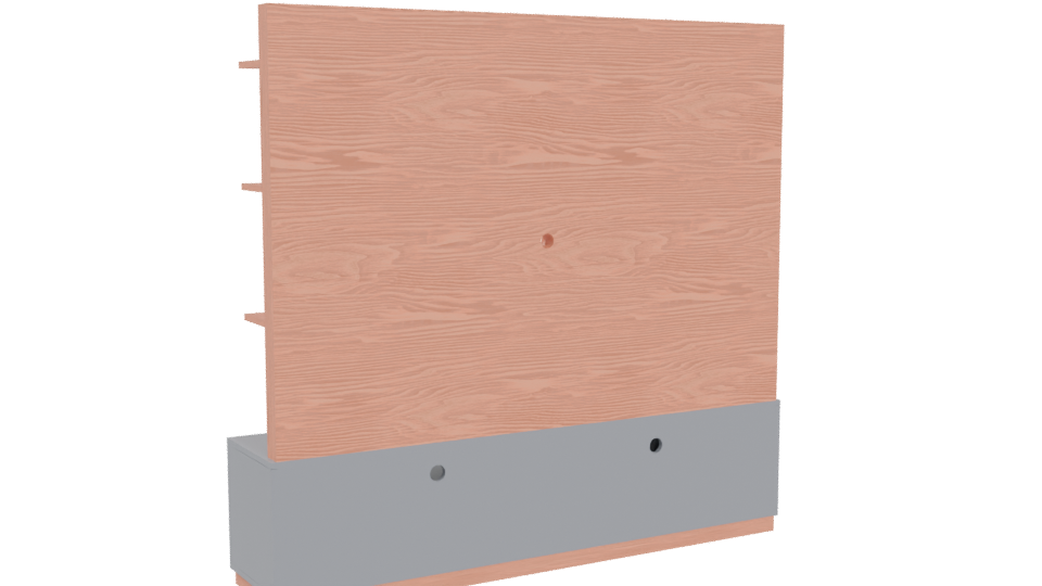 Stylish Wooden Wall Unit 3D - Professional 3D Model Render 4