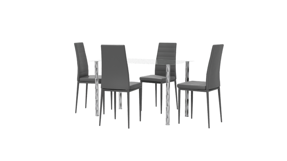 Contemporary Glass Dining Table Set 3D Model - Professional 3D Model Render 6