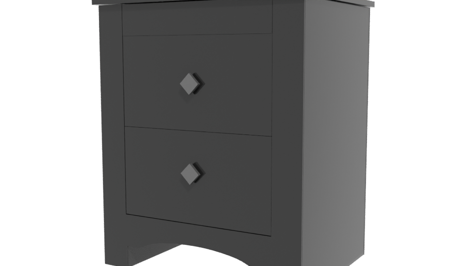 Elegant Black Two-Drawer Nightstand 3D Model - Professional 3D Model Render 12
