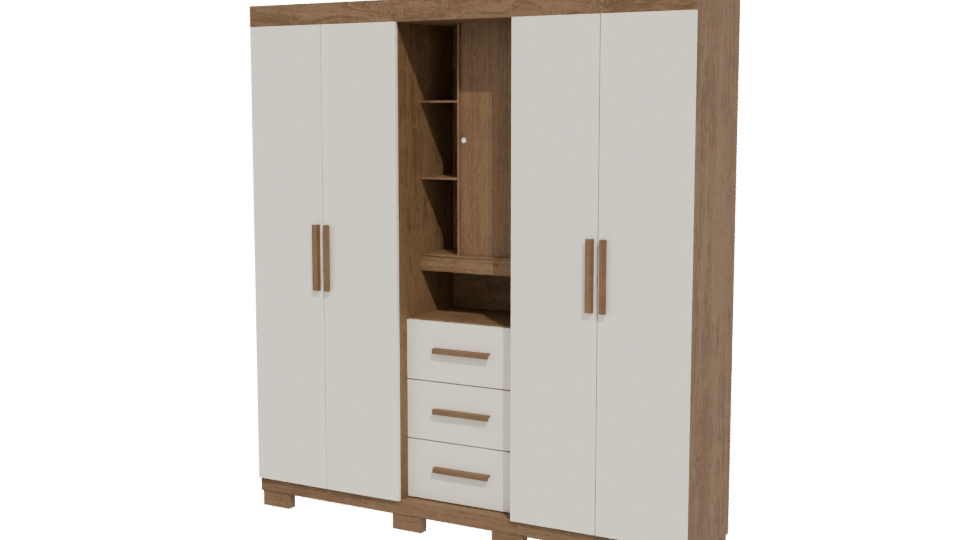 Stylish Wooden Wardrobe 3D Model - Professional 3D Model Render 12
