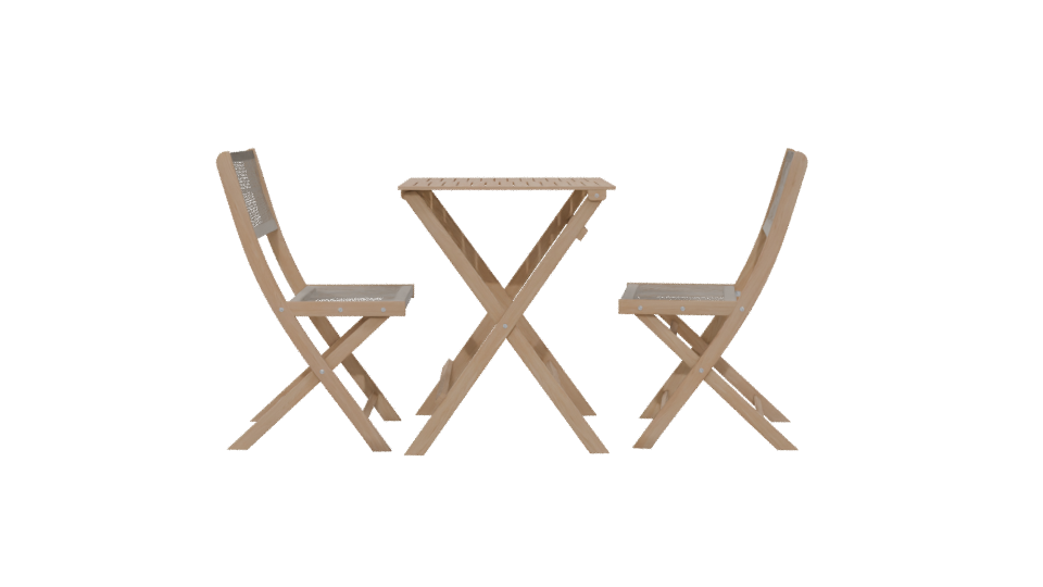 Bistro Wooden Table Set 3D - Professional 3D Model Render 5