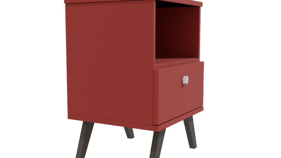 Stylish Red Nightstand 3D Model - Professional 3D Model Render 9