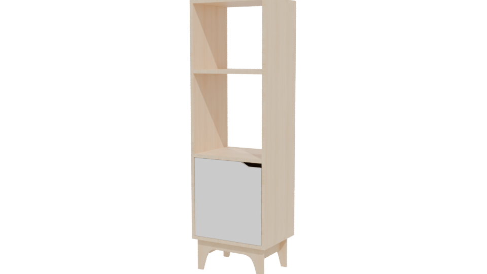 Minimalist Wooden Shelf Unit - Professional 3D Model Render 12