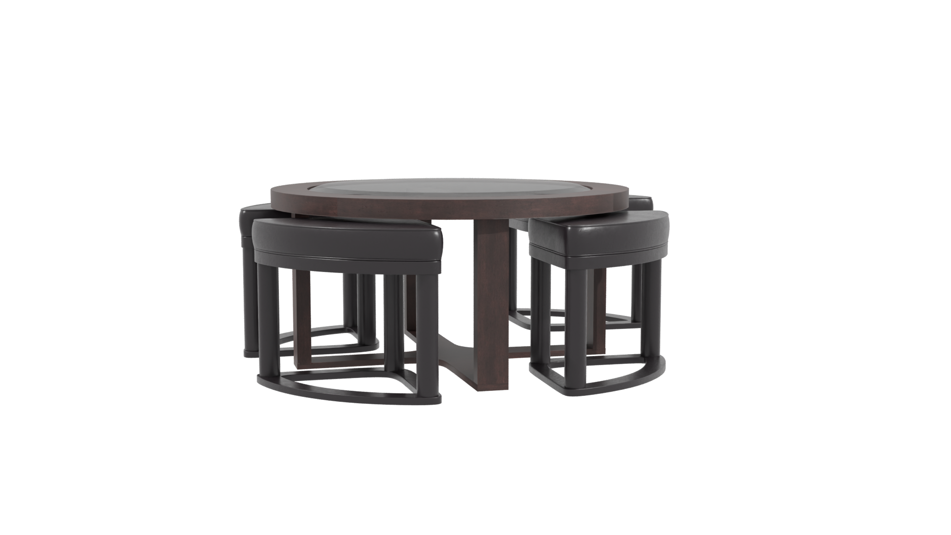 Modern Round Dining Table Set - Professional 3D Model Render 3