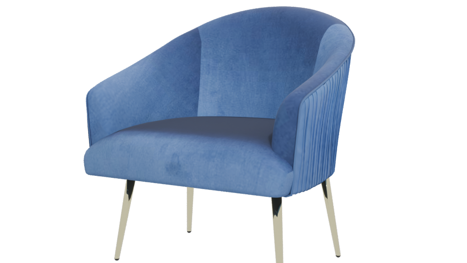 Stylish Blue Velvet Chair Model - Professional 3D Model Render 12