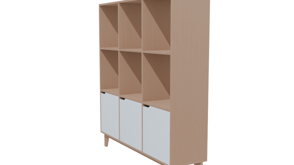 Minimalist Wooden Bookshelf 3D - Professional 3D Model Render 13