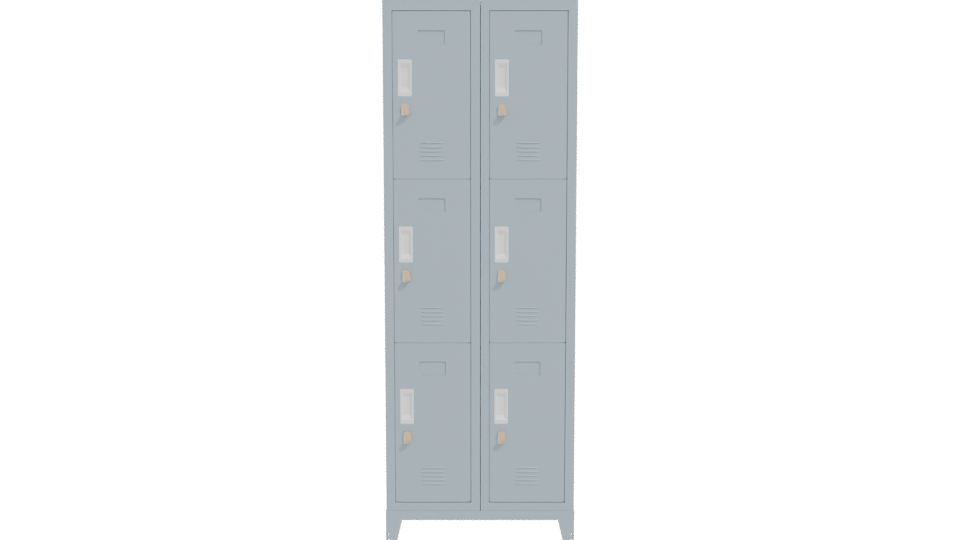 Industrial Six-Compartment Steel Locker 3D Model - Professional 3D Model Render 11