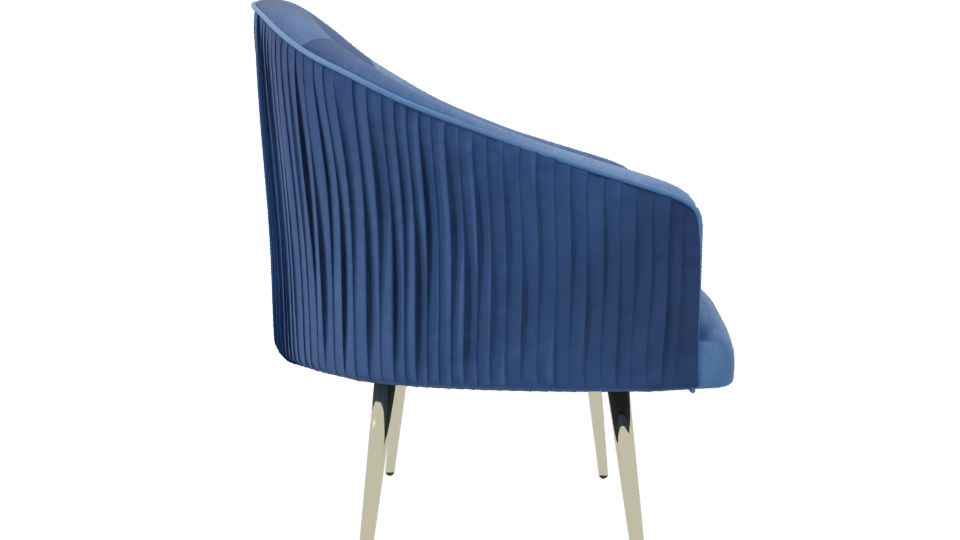 Stylish Blue Velvet Chair Model - Professional 3D Model Render 8