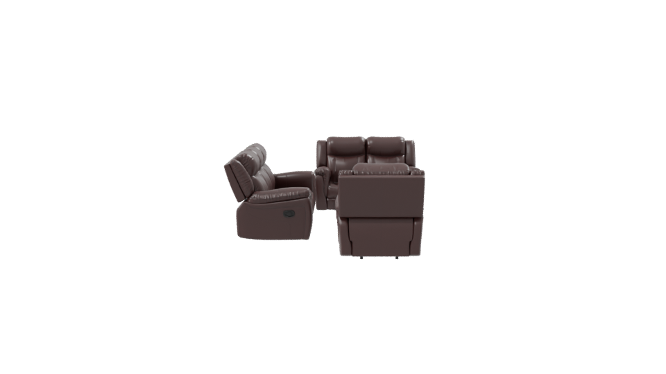 Elegant Reclining Leather Sofa Set - Professional 3D Model Render 8