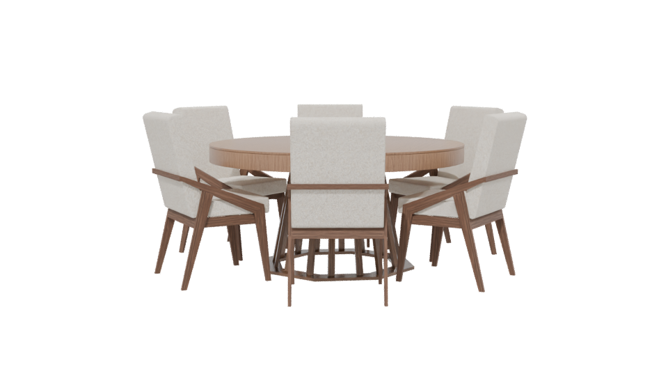 Stylish Round Dining Table Set - Professional 3D Model Render 13
