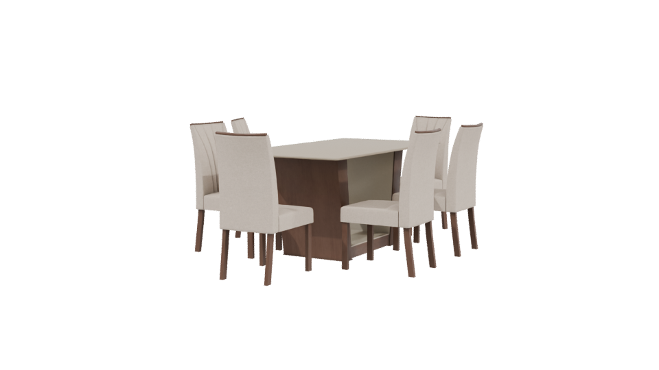 Elegant Rectangular Dining Table Set 3D Model - Professional 3D Model Render 3