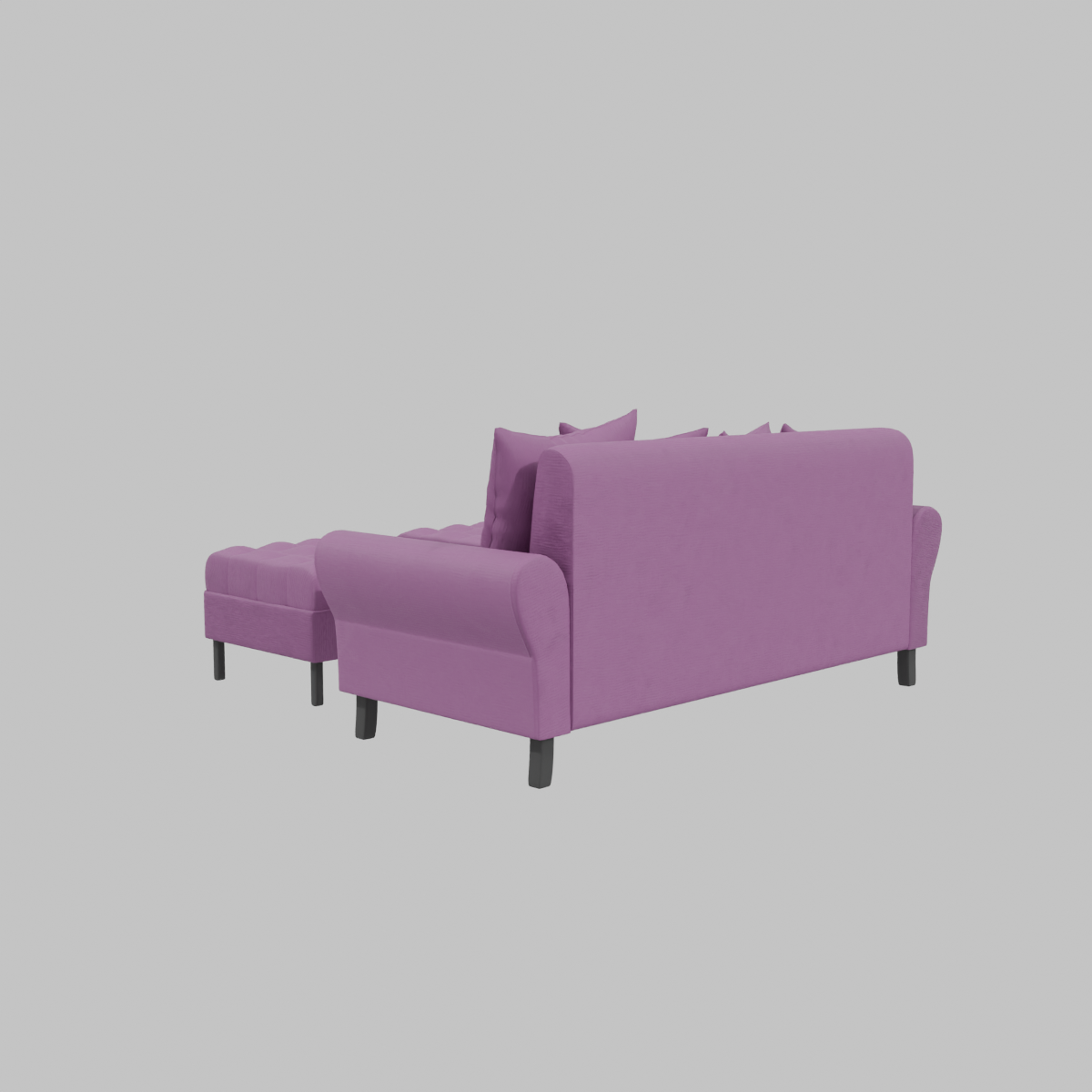 Sofa Lua 3C + 2 Poufs Felpa_Morado_2