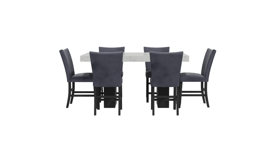 Elegant Rectangular Dining Table Set - Professional 3D Model Render 11